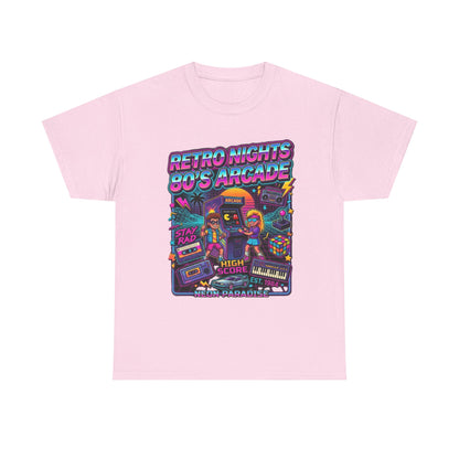 Retro Nights 80s Arcade Tee | Vaporwave Neon Gaming Graphic Shirt