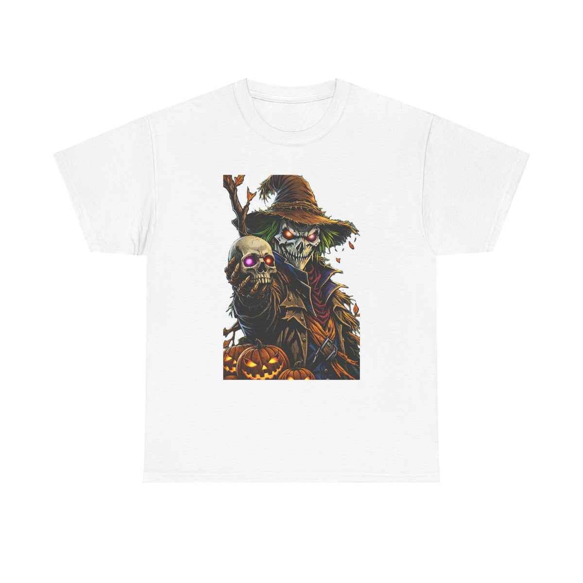 Scarecrow Skull Pumpkin illustration T-Shirt | Halloween Horror Tee