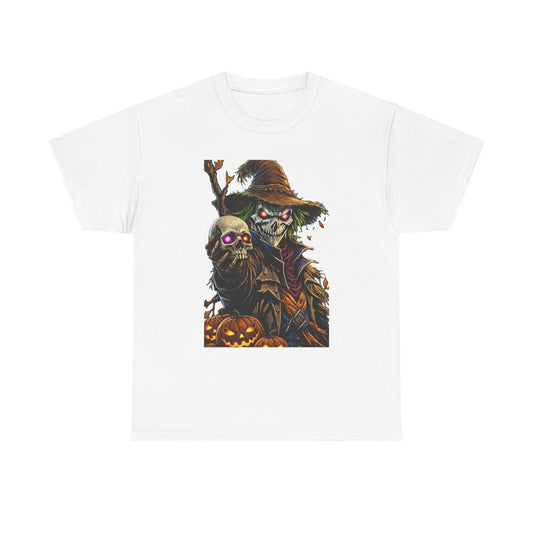 Scarecrow Skull Pumpkin illustration T-Shirt | Halloween Horror Tee