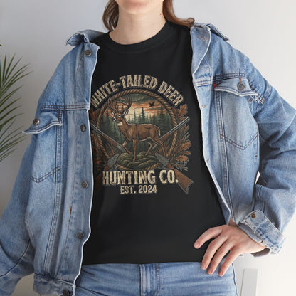 White-Tailed Deer Hunting Co T-Shirt | Deer Rifle Forest Vintage Badge
