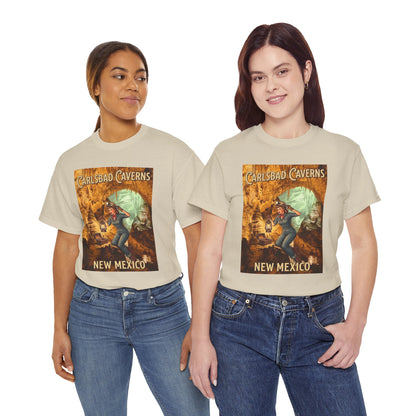 T-shirt avec affiche de grotte de Carlsbad Caverns, Nouveau-Mexique | Graphisme vintage de style pin-up de voyage