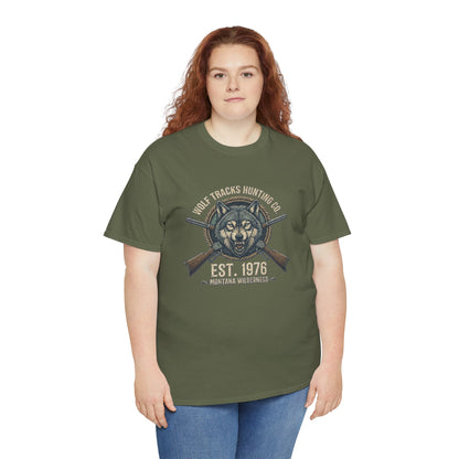 Wolf Head with Crossed Rifles T-Shirt | Hunting Club EST. 1976