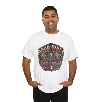Good Vibes Halloween Tee | Psychedelic Floral Illustration