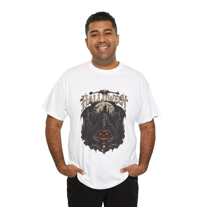 Camiseta de Halloween de calavera y calabaza | Camiseta de Jack-O'-Lantern en bosque espeluznante