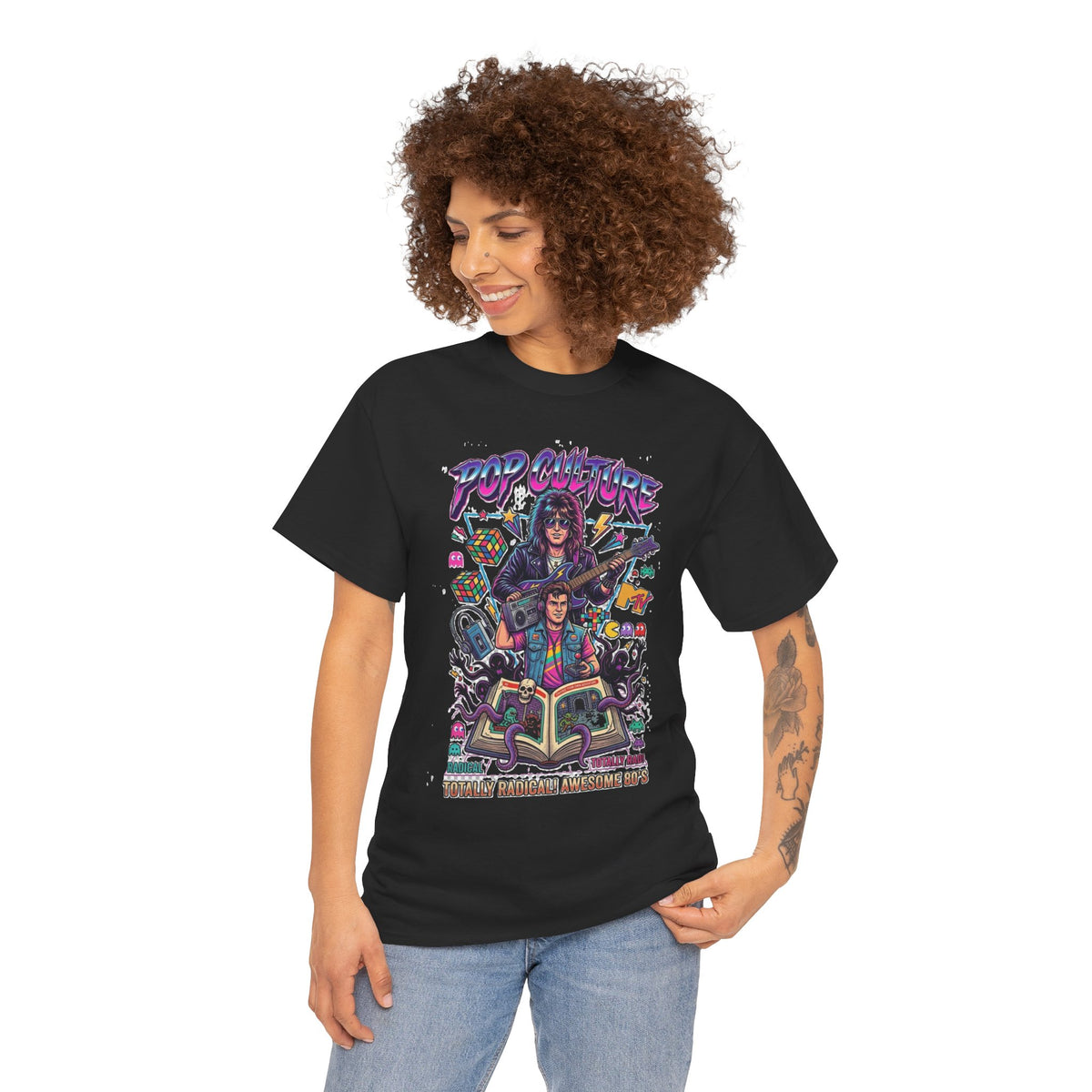 Camiseta con ilustración de banda de rock retro de los 80 | Gráfico de fantasía con guitarra vintage