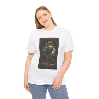 Aries The Furious Werewolf T-Shirt | Halloween Zodiac Ram Astrology Tee