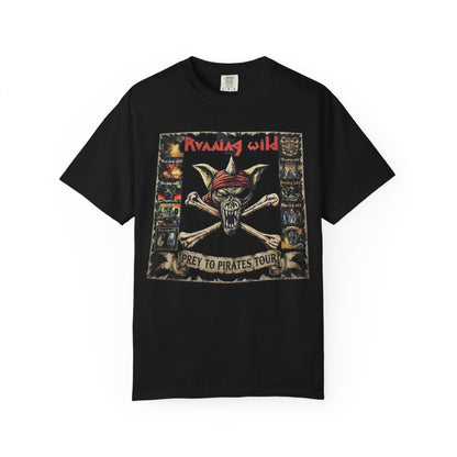 Camiseta de Running Wild con diseño de calavera y tibias cruzadas | Diseño del tour Prey to Pirates