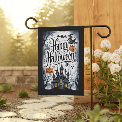 Happy Halloween Garden Flag | House Banner, Haunted House Pumpkin Ghosts