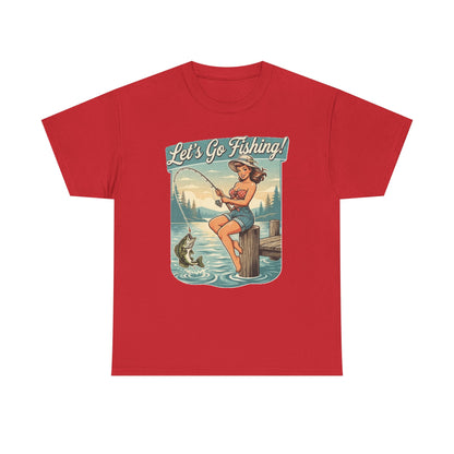 Let's Go Fishing Vintage Angler Graphic T-Shirt