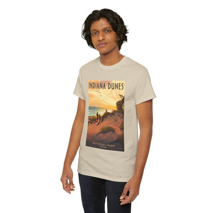 Camiseta de póster vintage del atardecer en el Parque Nacional Indiana Dunes | Camiseta de naturaleza de parques nacionales