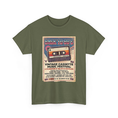Camiseta del festival de música de casetes vintage "Back to 80s" | Póster retro de cinta