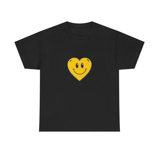 Yellow Smiley Heart Tee | Cute Happy Face Shirt, Retro Emojis