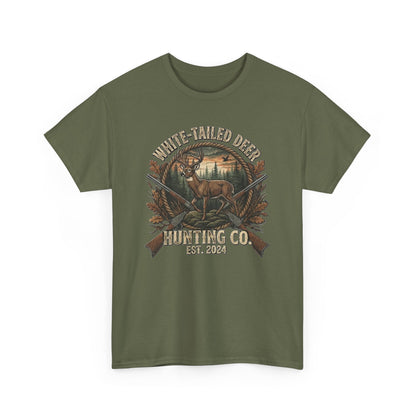 White-Tailed Deer Hunting Co T-Shirt | Deer Rifle Forest Vintage Badge