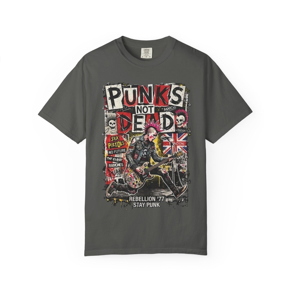 Camiseta gráfica Punks Not Dead | Camiseta de rebelión punk rock