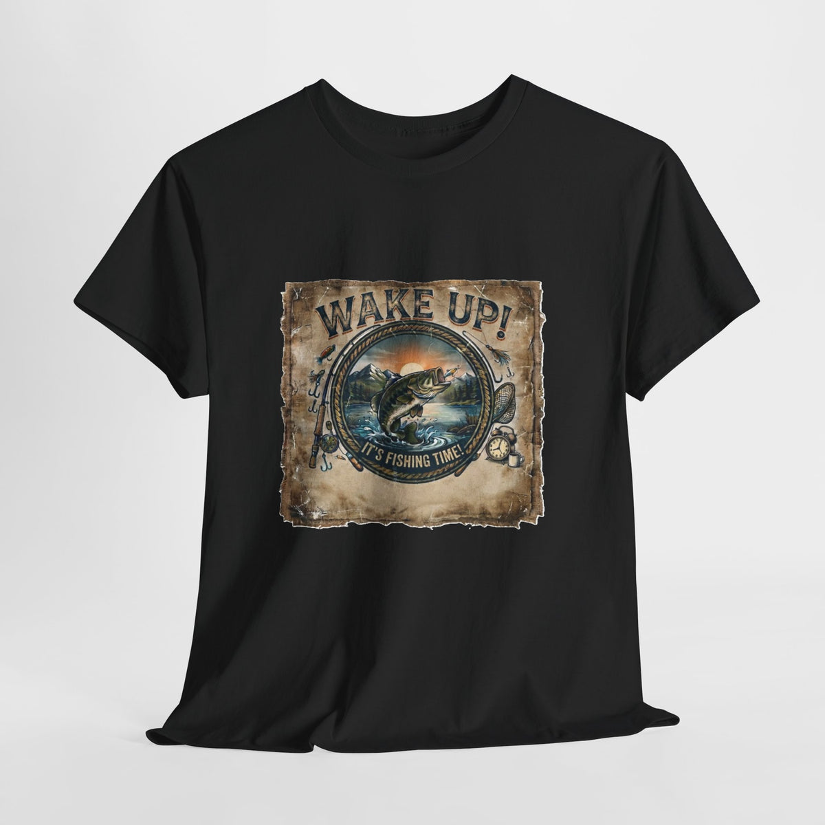 Wake Up Fishing Tee | Bass Fish Vintage Outdoors Shirt