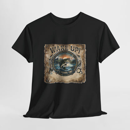 Wake Up Fishing Tee | Bass Fish Vintage Outdoors Shirt
