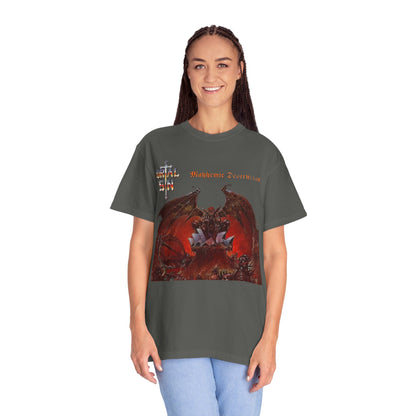 Mortal Sin Mayhemic Destruction Album Cover T-shirt | Australian Thrash Metal Band Tee
