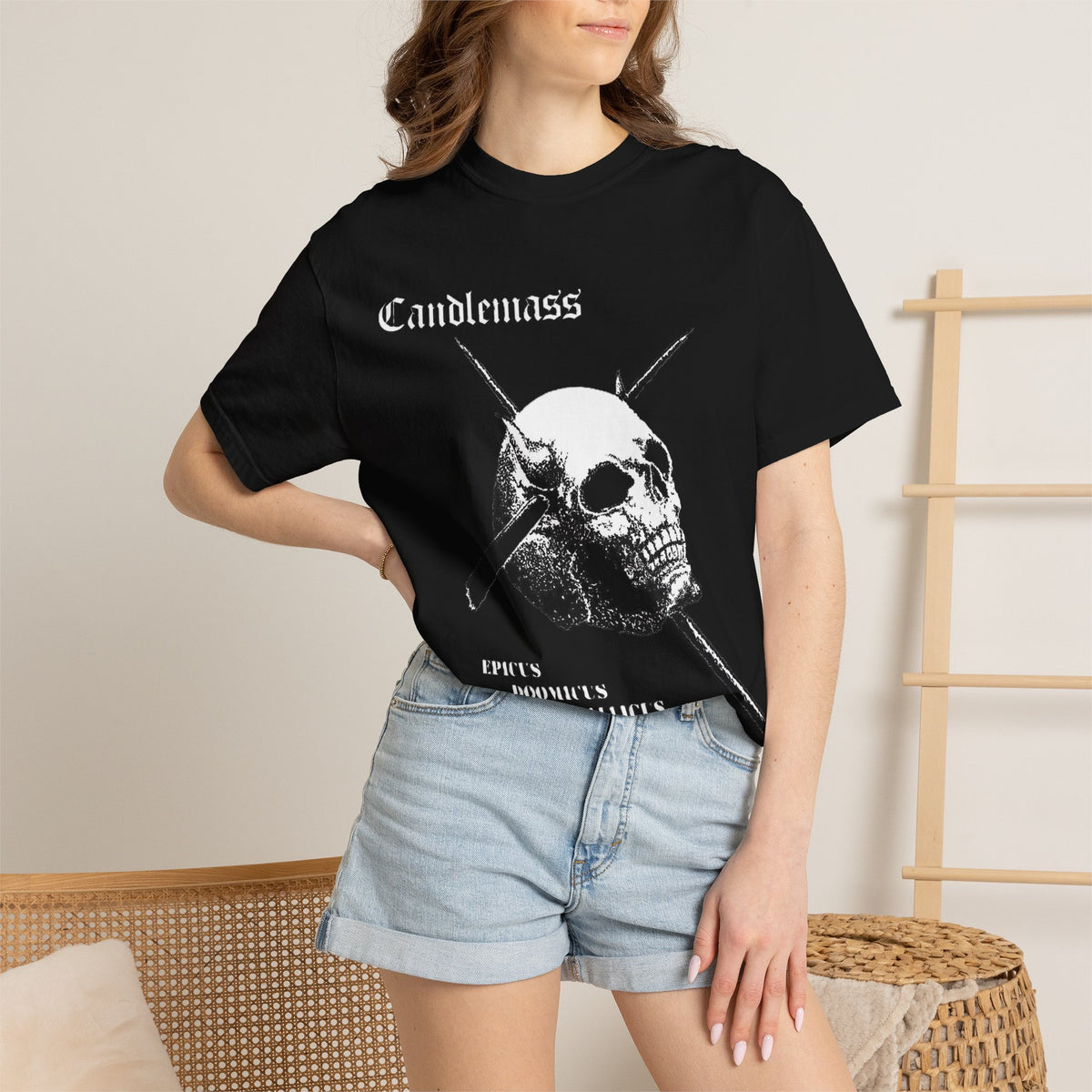 Candlemas Skull and Crossbones Graphic T-Shirt / Epicus Doomicus Metallicus