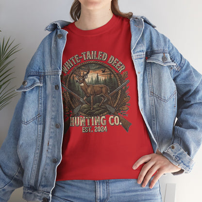 White-Tailed Deer Hunting Co T-Shirt | Deer Rifle Forest Vintage Badge