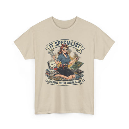 IT Specialist pinup graphic tee | T-Shirt, Keeping the Network Alive design