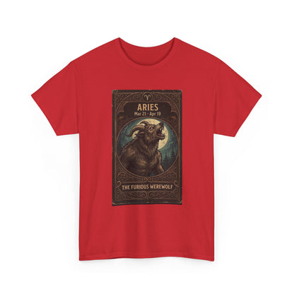 Aries The Furious Werewolf T-Shirt | Halloween Zodiac Ram Astrology Tee