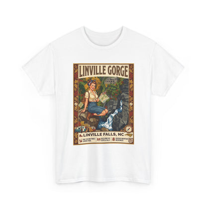 T-shirt avec illustration des chutes de Linville | T-shirt nature avec cascade des gorges de Linville