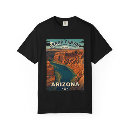T-shirt style affiche Grand Canyon Arizona | T-shirt canyon et rivière panoramique