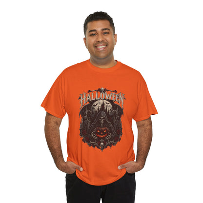 Camiseta de Halloween de calavera y calabaza | Camiseta de Jack-O'-Lantern en bosque espeluznante