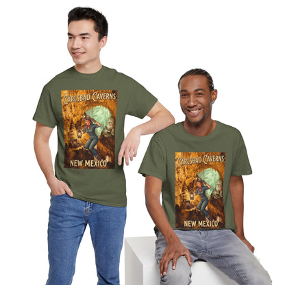 T-shirt avec affiche de grotte de Carlsbad Caverns, Nouveau-Mexique | Graphisme vintage de style pin-up de voyage