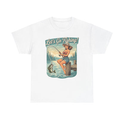 Let's Go Fishing Vintage Angler Graphic T-Shirt