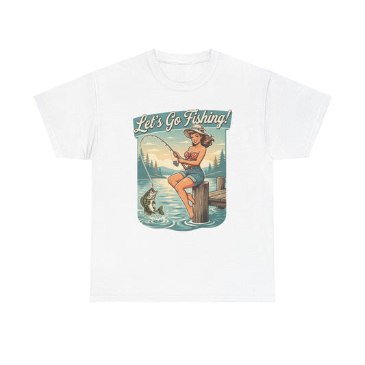 Let's Go Fishing Vintage Angler Graphic T-Shirt