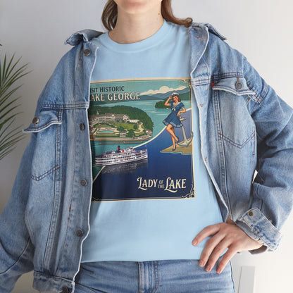 Lake George Upstate NY National / Lady of the Lake vintage poster T-Shirt | Lake George pin up