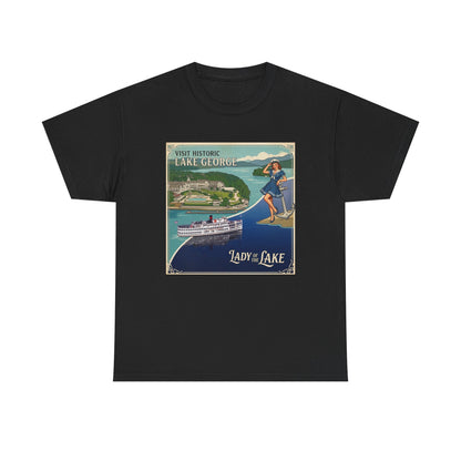 Lake George Upstate NY National / Lady of the Lake vintage poster T-Shirt | Lake George pin up