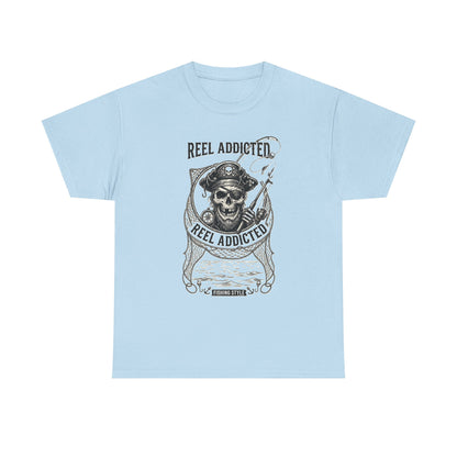 Skull Reel Addicted Fishing Design T-Shirt