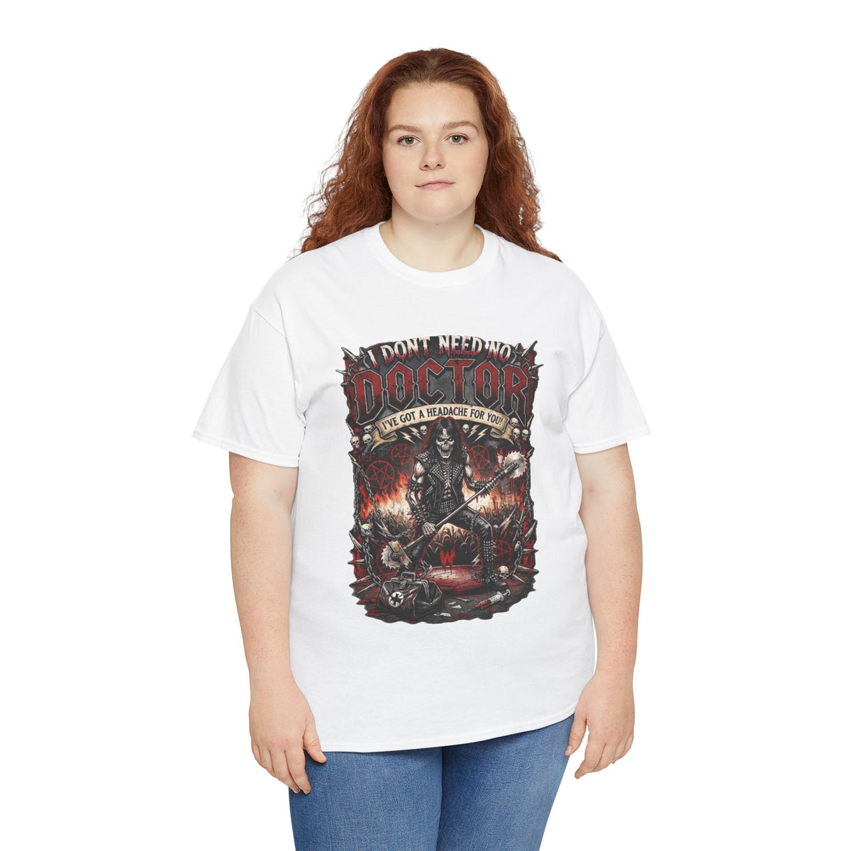 T-shirt illustration I Don't Need No Doctor | Thème médical horreur gothique