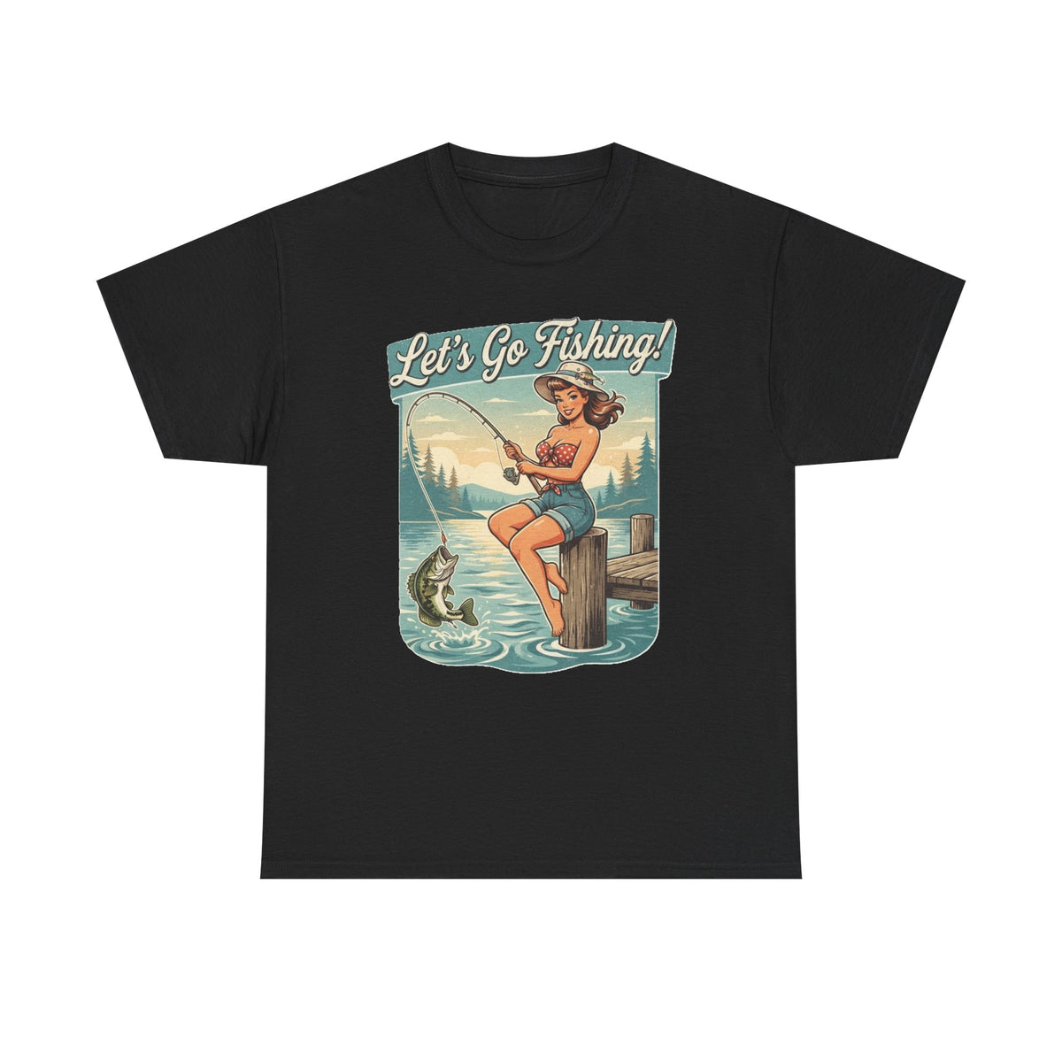 Let's Go Fishing Vintage Angler Graphic T-Shirt