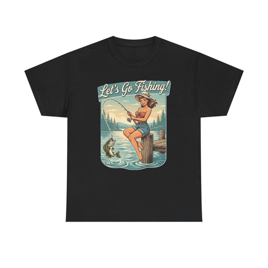 Let's Go Fishing Vintage Angler Graphic T-Shirt