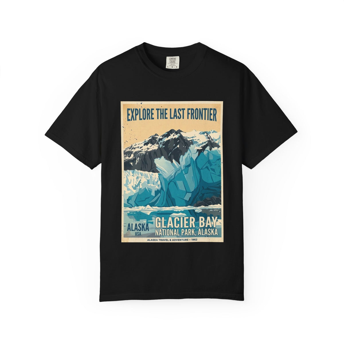 Camiseta con póster del Parque Nacional de la Bahía de los Glaciares | Camiseta de viaje a Alaska