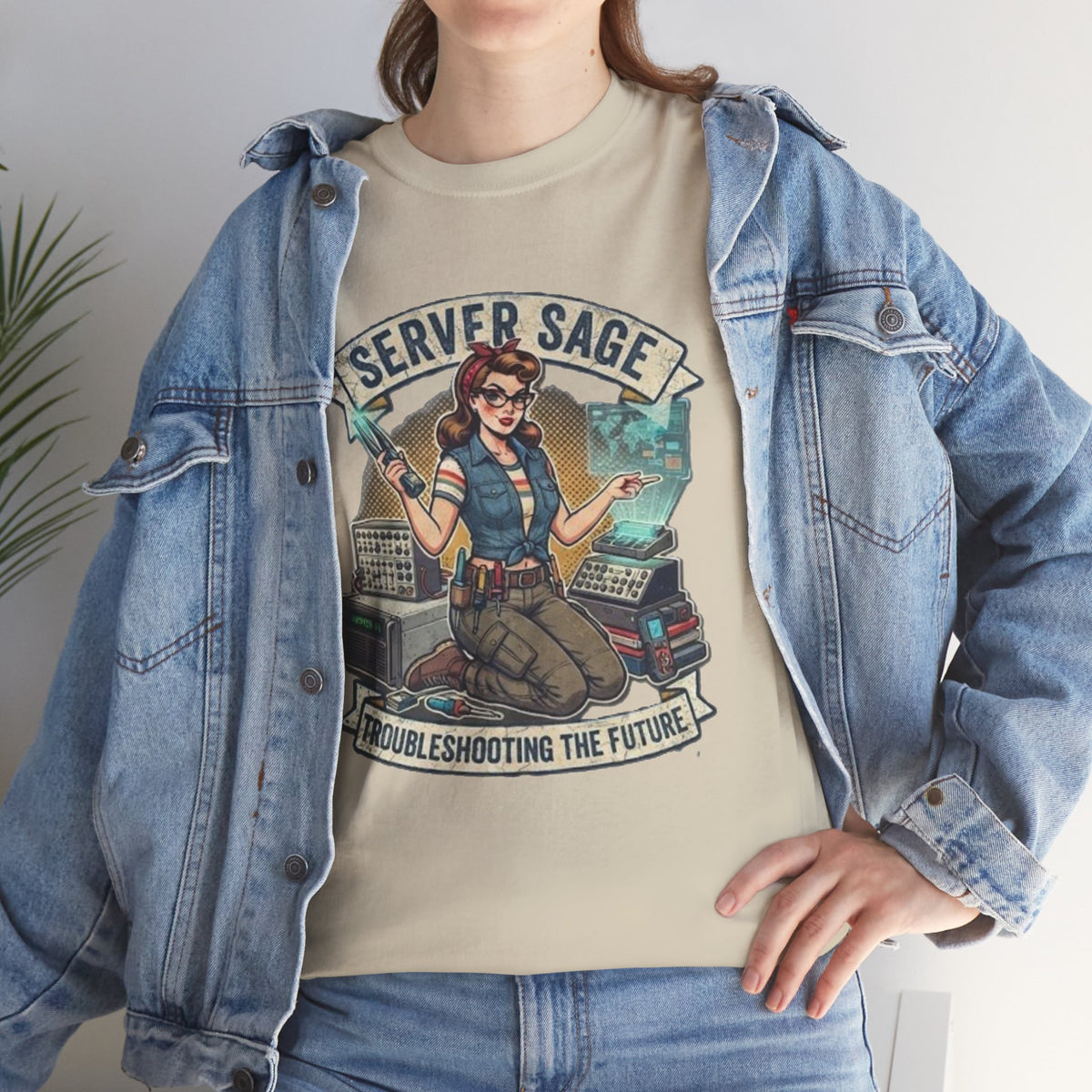 Server Sage Troubleshooting the Future T-Shirt | IT Technician Retro Tech Shirt