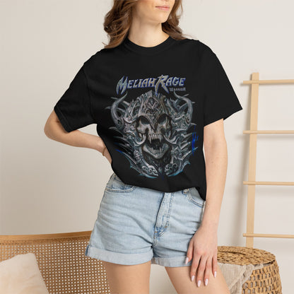 Camiseta con gráfico de calavera y cuernos de Meliah Rage | Arte de la banda estadounidense de heavy metal