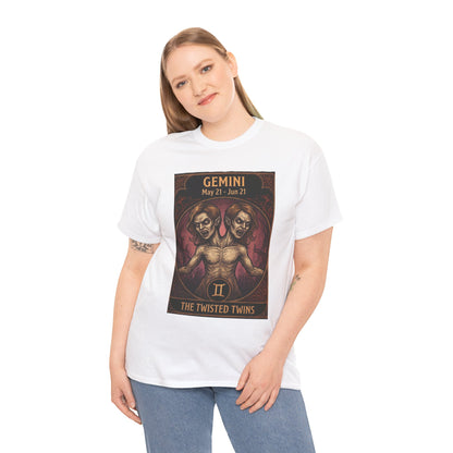 Camiseta Géminis Las Gemelas Retorcidas | Ilustración de Terror del Zodiaco Astrológico de Halloween