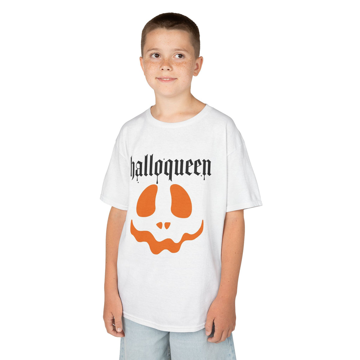 halloqueen pumpkin face Kids Tee | Halloween kids shirt