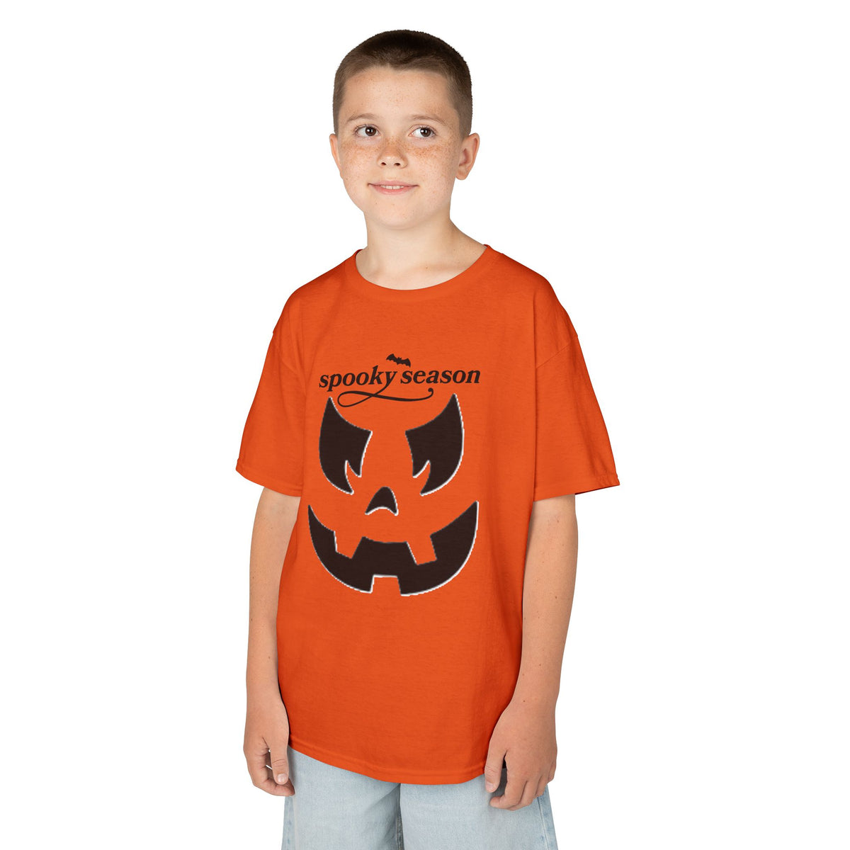 Spooky Season Pumpkin Face Kids Tee | Halloween Jack-o'-Lantern Shirt