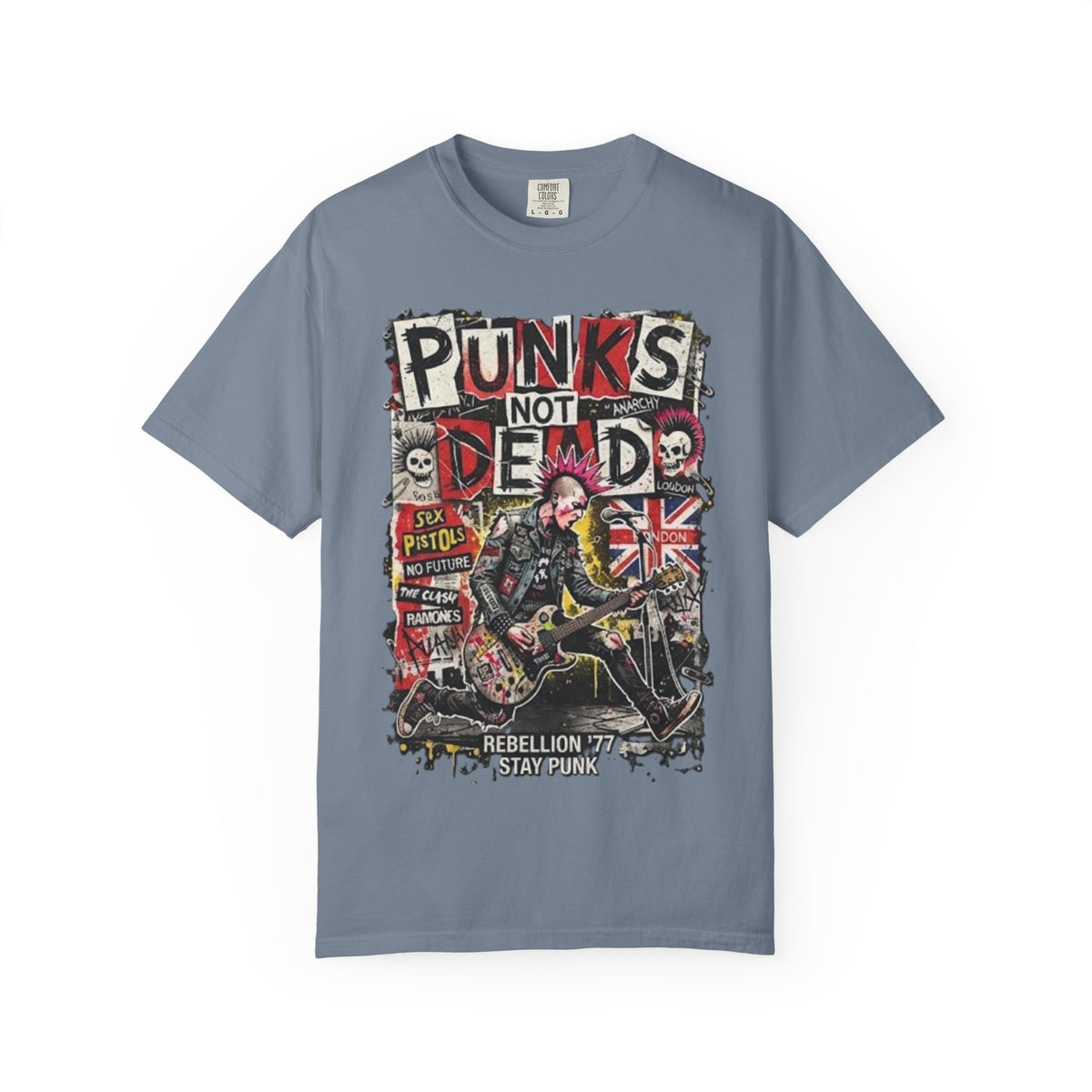 Camiseta gráfica Punks Not Dead | Camiseta de rebelión punk rock