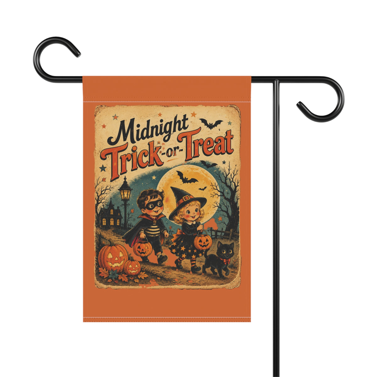 Midnight Trick-or-Treat Garden Banner | Halloween yard flag