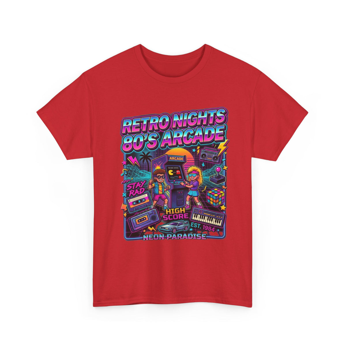 Retro Nights 80s Arcade Tee | Vaporwave Neon Gaming Graphic Shirt
