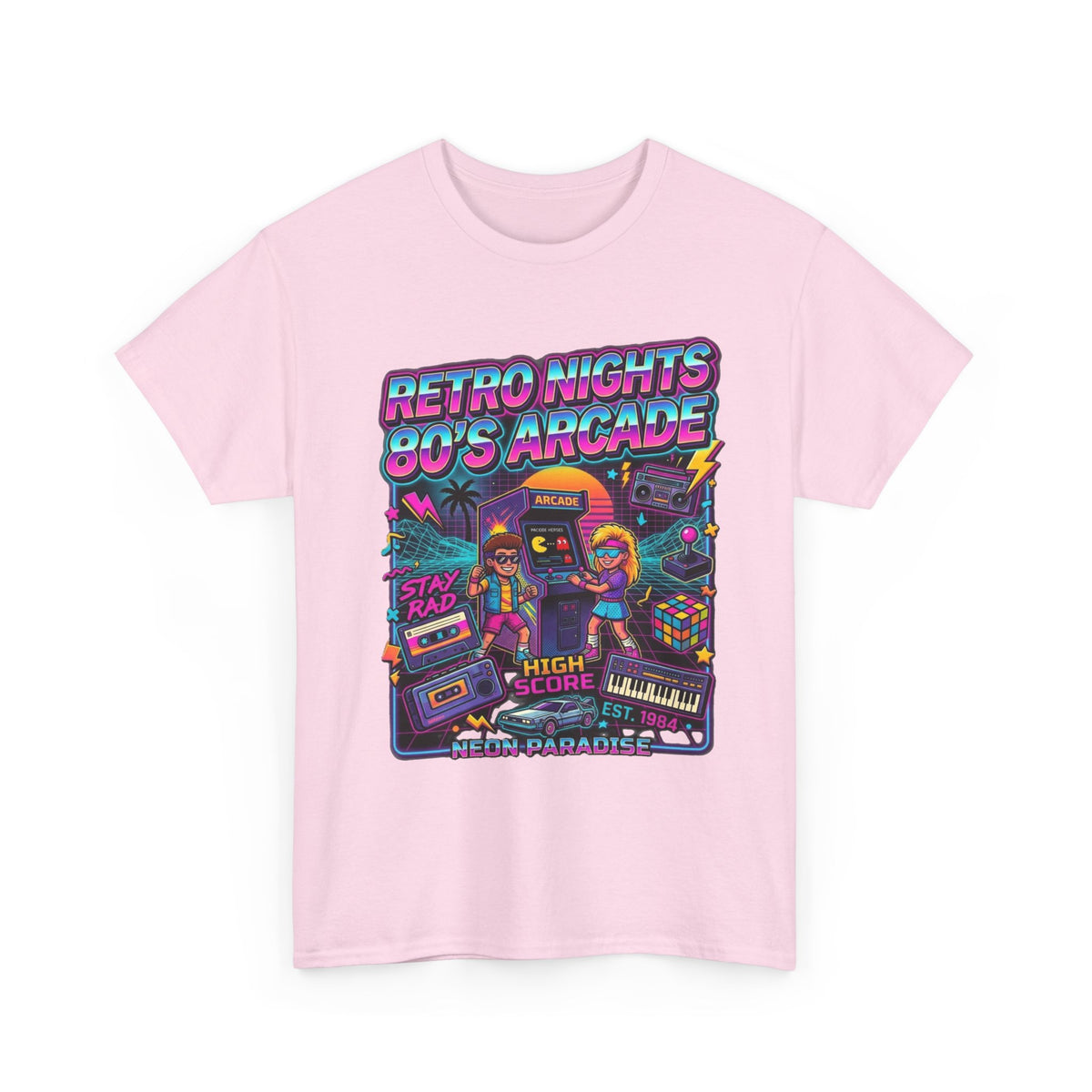 Retro Nights 80s Arcade Tee | Vaporwave Neon Gaming Graphic Shirt