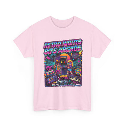 Retro Nights 80s Arcade Tee | Vaporwave Neon Gaming Graphic Shirt
