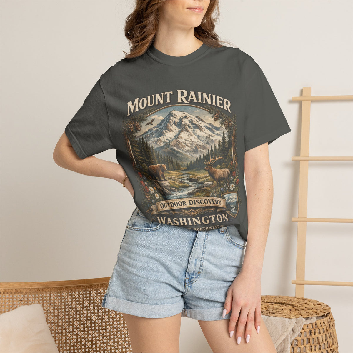 Camiseta del Monte Rainier, playera Comfort Colors de la naturaleza de Washington