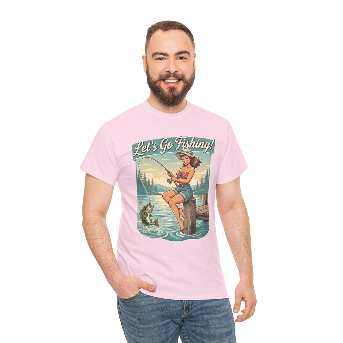 Let's Go Fishing Vintage Angler Graphic T-Shirt
